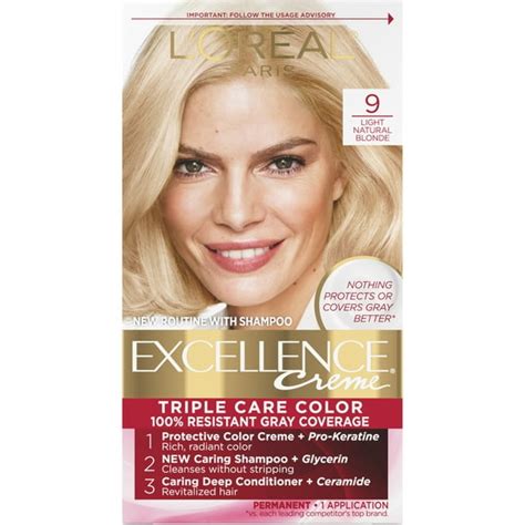 L Oréal Paris Excellence Creme 9 Light Natural Blonde Level 3 Permanent Haircolor 1 Application