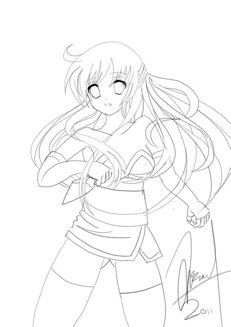 Anime Line Drawing By Chuloc On Deviantart Cute Anime Line Art Png