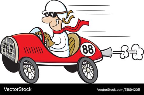 Cartoon Man Driving A Race Car Royalty Free Vector Image