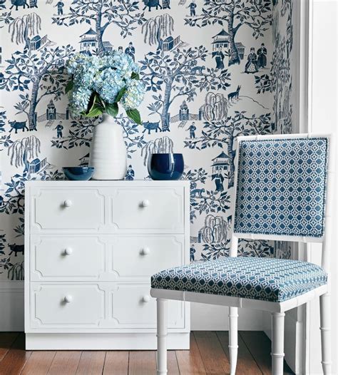 Willow Wood Navy Wallpaper Watermark Anna French
