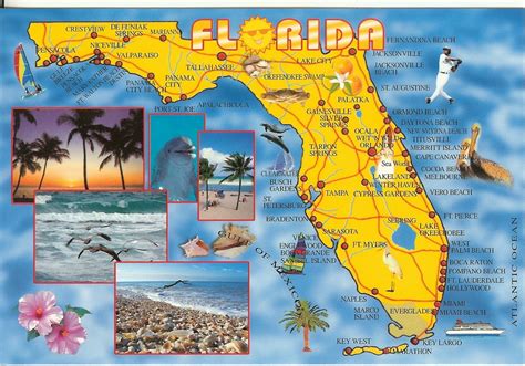 Postcards From States Map Card From Florida