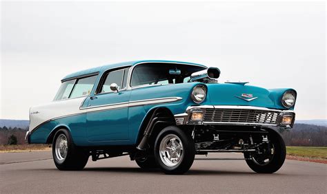 nickey performance turns a restored 1956 chevrolet nomad into a straight axle blown gasser