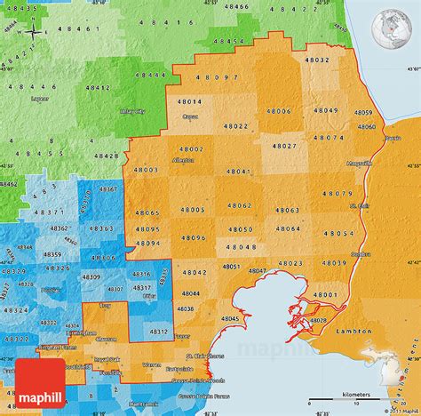 Political Shades Map Of Zip Codes Starting With 480