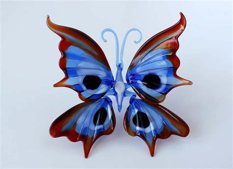 Blown Glass Butterfly Figurine Russian Murano Art Colorful Realistic