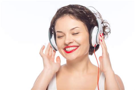 Young Attractive Woman Wearing Headphones Stock Photo Image Of People
