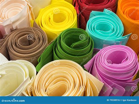 Rolls Of Colored Paper Stock Photo Image Of Closeup 79338916