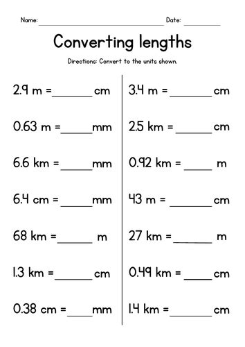 Converting Metric Lengths Kilometers Meters Centimeters And