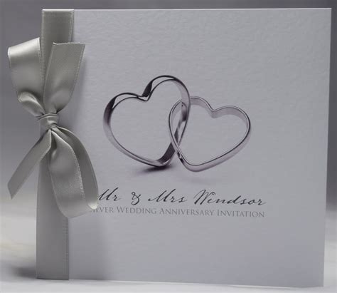 Silver Wedding Anniversary Invitations With Ribbon Sold In Etsy