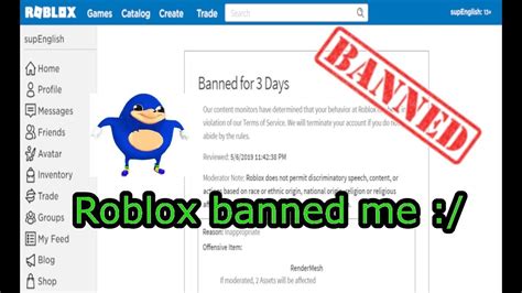I Got Banned From Roblox For 3 Days Margaret Wiegel