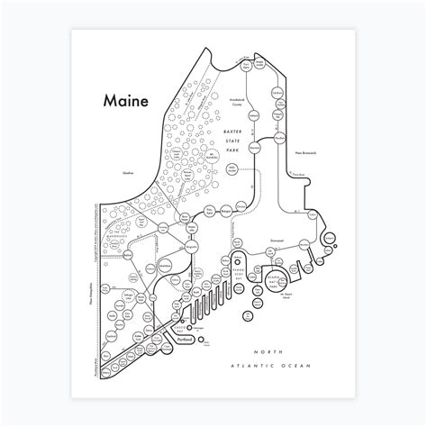Maine Map Print Archies Press