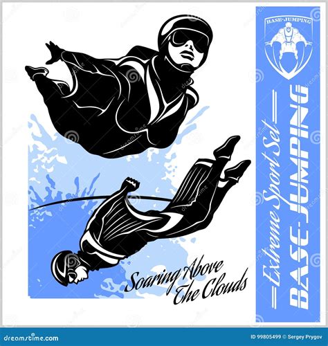 Base Jumping Wingsuit Flying Sport Set Stock Vector Illustration