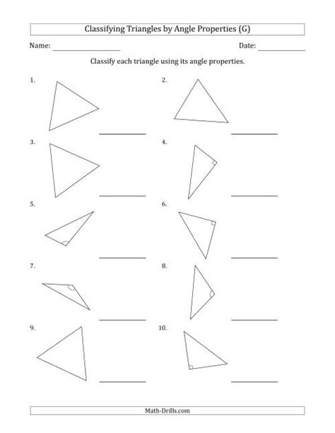 Classifying Triangles By Angle Properties Marks Included On Question Page G