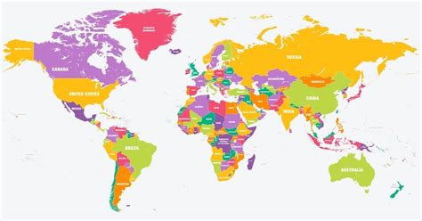 Vinilo Pared Mapamundi Mapa Politico Del Mundo TenVinilo 60 OFF