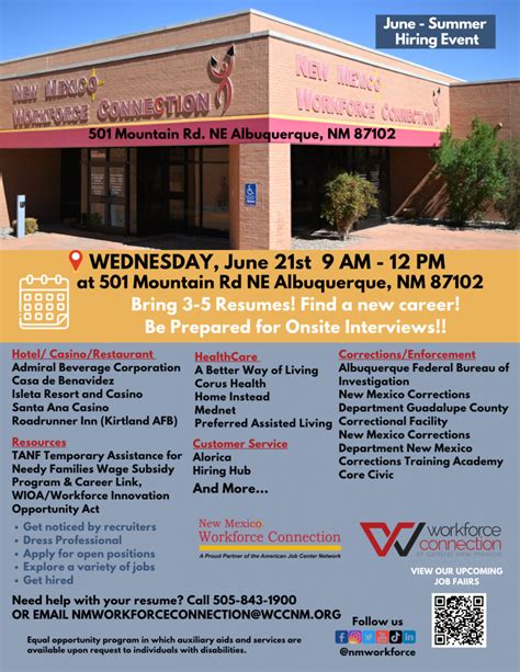 Albuquerque Monthly Hiring Event Workforce Connection Of Central New