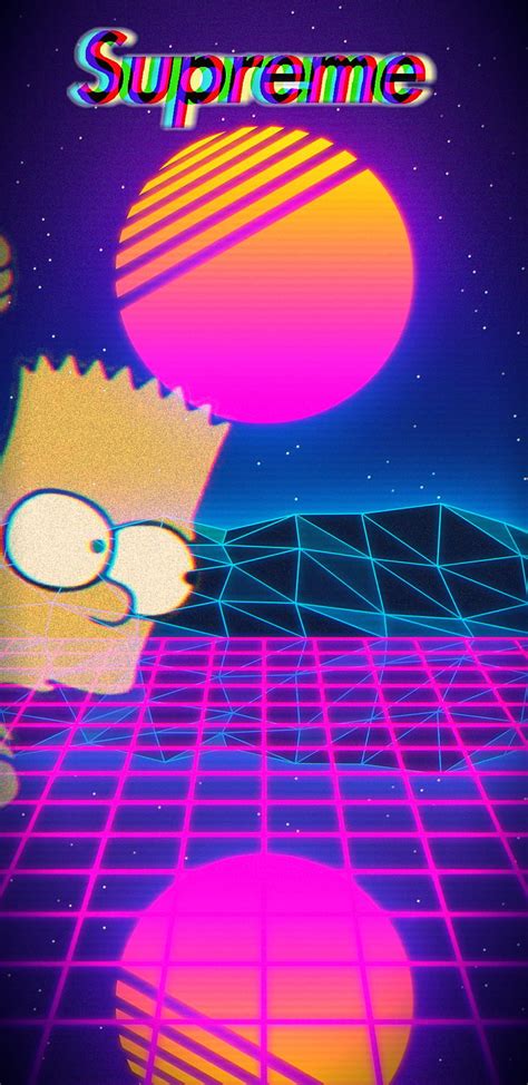 Bart Vaporwave Bart Bart Simpson Galaxy Neon Outrun Retro Sunset