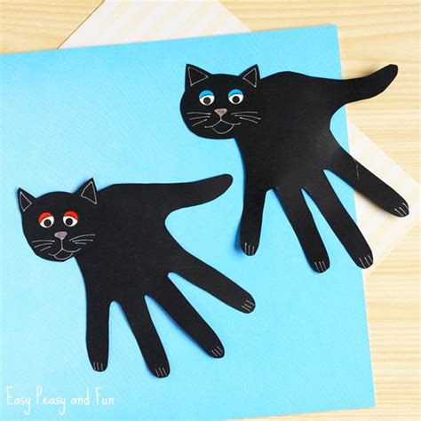 Handprint Black Cat Craft Halloween Crafts Halloween Arts Crafts