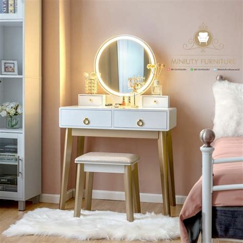 Meja Rias Retro Duco Putih Modern Jepara Miniuty Furniture
