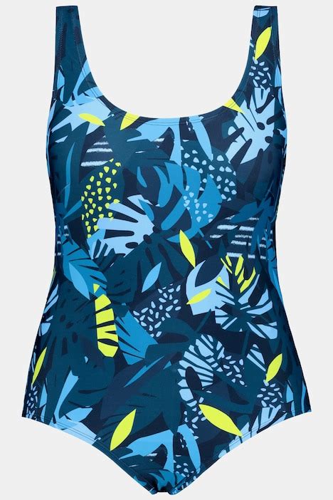 Blue Jungle Leaf Front Lined Swimsuit Swimsuits Swimwear