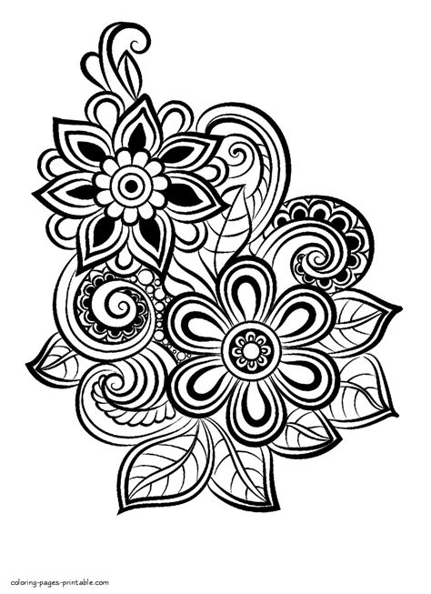 Cute Coloring Pages Of Flowers For Adults || COLORING-PAGES-PRINTABLE.COM