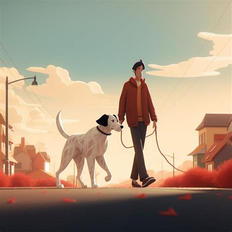 Premium Ai Image Walking The Dog Animation