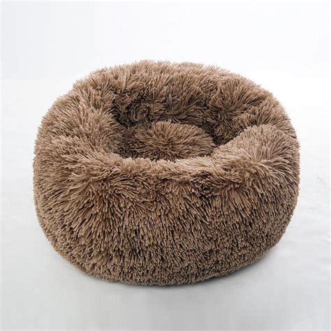 Pet Dog Cat Calming Bed Round Nest Warm Soft Plush Sleeping Flufy