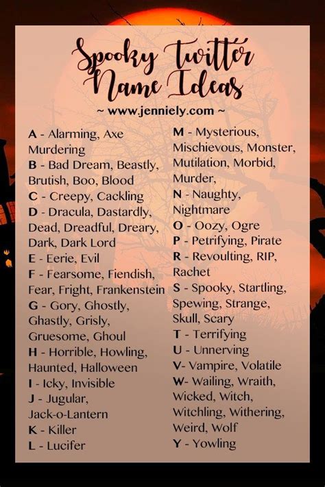 Spooky Halloween Twitter Name Ideas Jenniely Usernames For