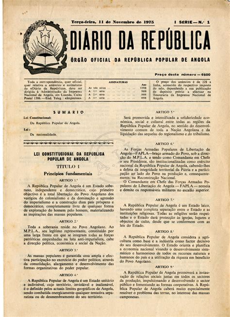 Diário Da República I Série Nº 1 Associação Tchiweka De Documentação