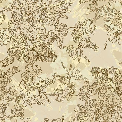 Floral Seamless Pattern Endless Texture With Flowers In Vintage Style