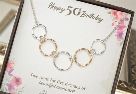 This is the best gift for a mom who loves to cook, or who cherishes an old recipe from her mom. 50th Birthday gift for women, Mixed metal rings, 50th ...