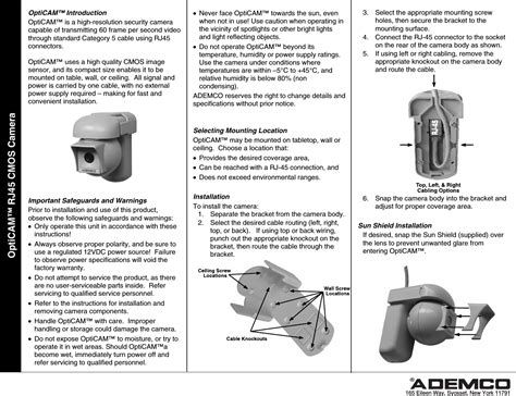 Amjeon Precision Optics OPTICAM CMOS Camera User Manual K9173 OptiCAM II