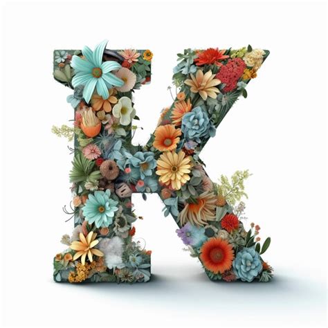 Premium Ai Image A Close Up Of A Letter K Made Of Flowers And Plants