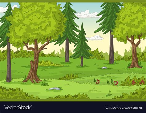 Cartoon Forest Landscape Royalty Free Vector Image