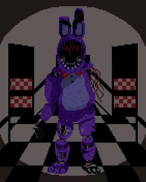 A Pixel Art Image Of A Purple Bunny Standing In Front Of A Checkered Floor