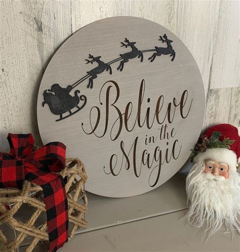 Believe In The Magic Of Christmas Sign Farmhouse Wall Decor Etsy