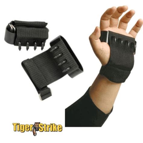 ninja shuko hand claws all black steel and secure wrist straps ninja gear claw gloves ninja