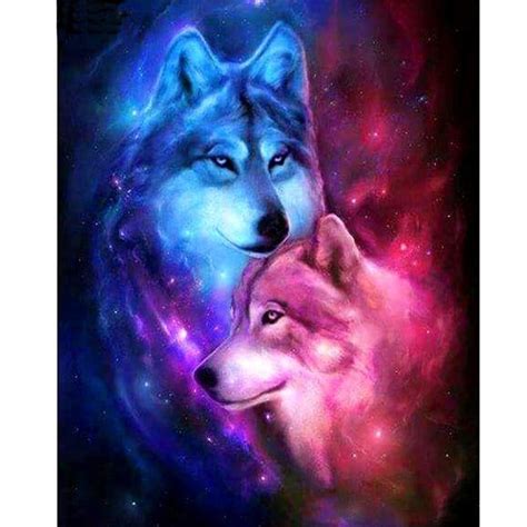 Love Wolf 5d Diy Paint By Diamond Kit Cute Animal Drawings Wolf