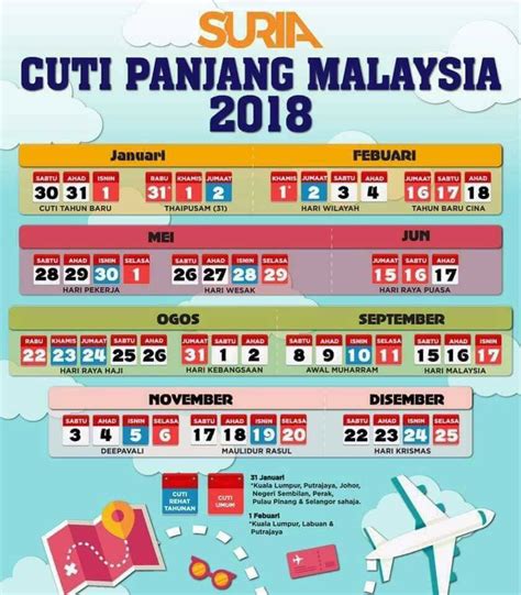 It is a lunisolar calendar with many regional variations. KALENDAR CUTI UMUM & CUTI SEKOLAH 2018 MALAYSIA