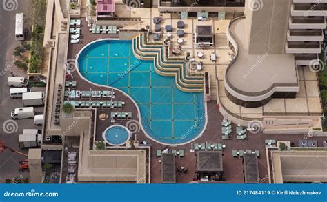 Rooftop Swimming Pool In Dubai Marina Aerial Timelapse Editorial Stock