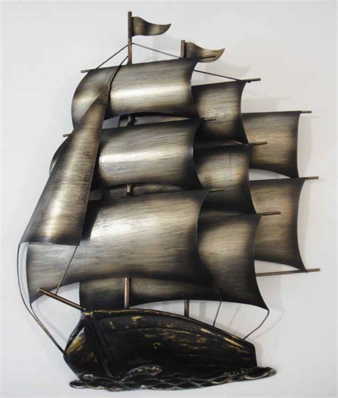 Contemporary Metal Wall Art Or Sculpture Sailing Tall Ship Sailing