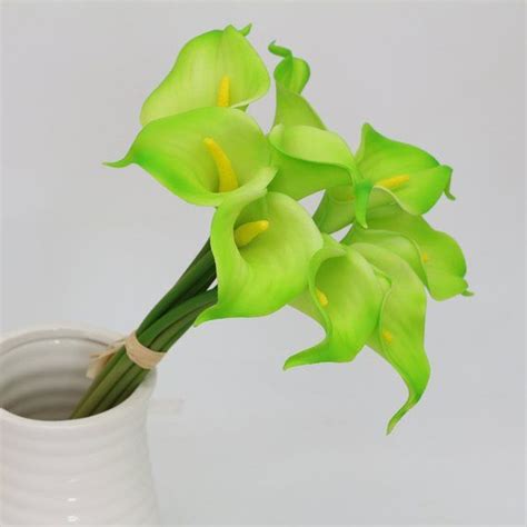 Lime Green Calla Lily Bouquet 9 Flowers Real Touch Calla Lilies For