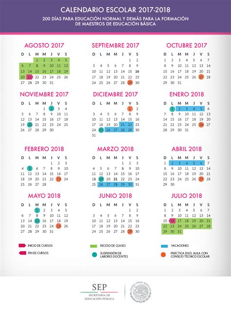 Calendario Escolar Para El Ciclo Escolar 2017 2018 Secretaría De