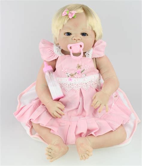 58cm Bebe Doll Reborn Full Body Silicone Reborn Babies Rooted Blond