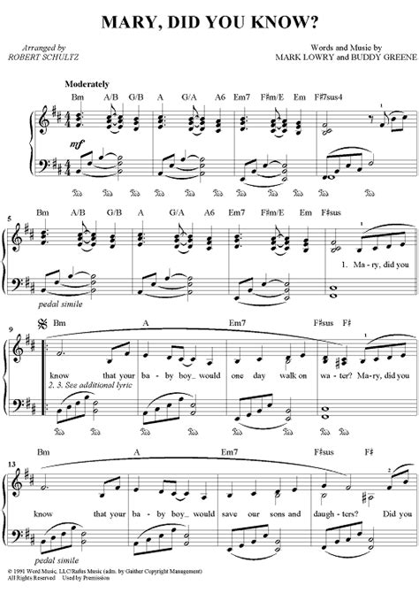 Of word music group, inc.) rufus music (admin. Buy "Mary, Did You Know? (Easy Piano)" Sheet Music by ...