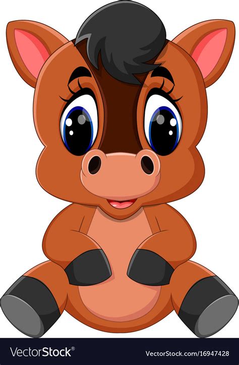 Cute Cartoon Brown Horse Royalty Free Vector Image