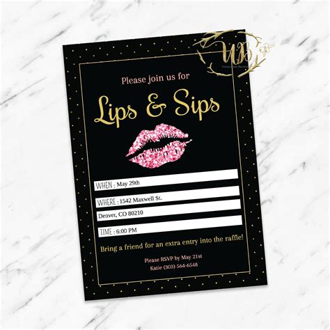 Lips Business Party Invitation Lip And Sip Printable Instant Download Lips Business Mak