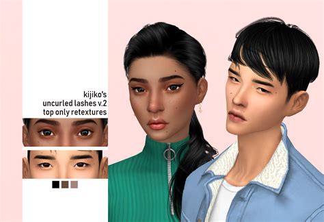 Kijiko Uncurled Eyelashes V2 Top Only Retextures Simsworkshop