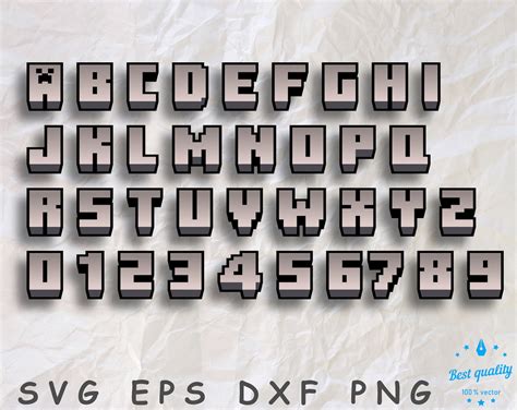 Minecraft Font Svg Minecraft Numbers Minecraft Alphabet Etsy