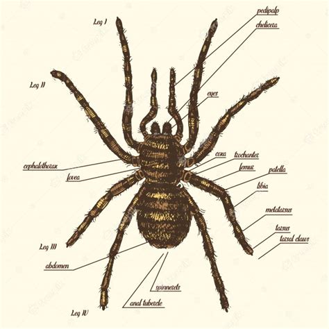 Illustration Of A Spider Anatomy Include All Name Of Animal Parts