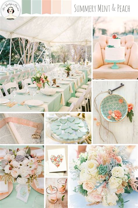 A Romantic Mint And Peach Wedding Inspiration Board Wedding Mint Green Peach Wedding Summer