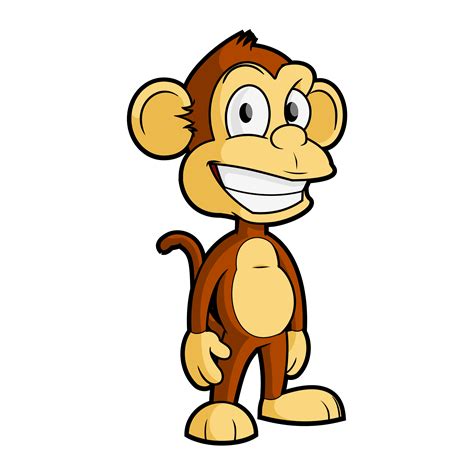 A Cartoon Monkey Is Smiling And Standing